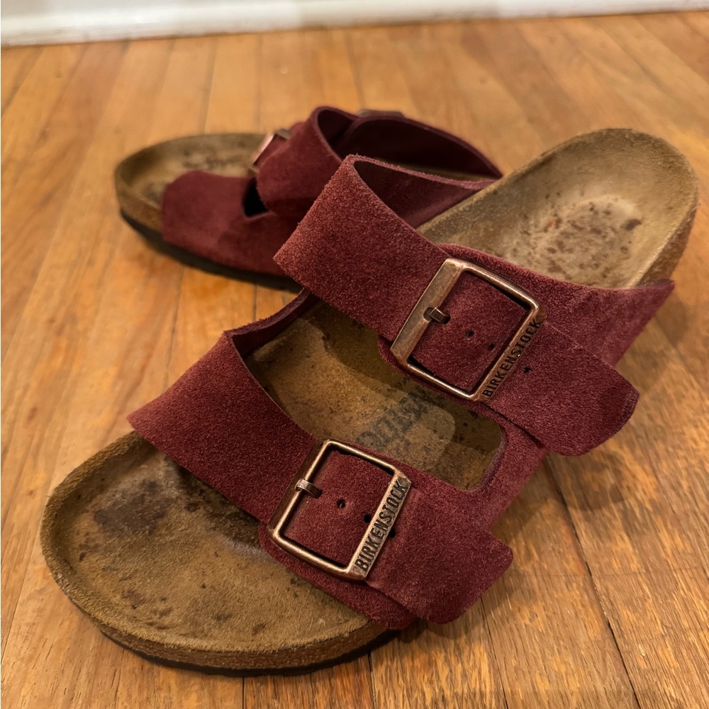 Birkenstock Maroon Suede Sandals
